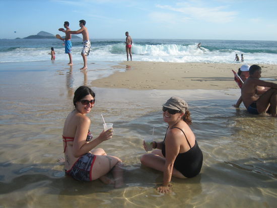 The incoming tide made a kiddie pool for Jo and I to sip our Capirinhas in