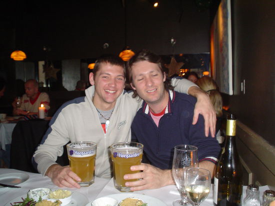 Mikkel and Julius with some big, big beers