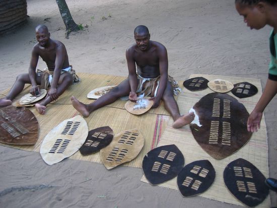 "authentic" Zulu life at the zulu village. must admit that I really fancied their shields!!!!