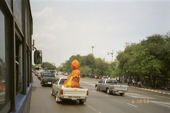 Buddha transportations on the streets of Bangkok.