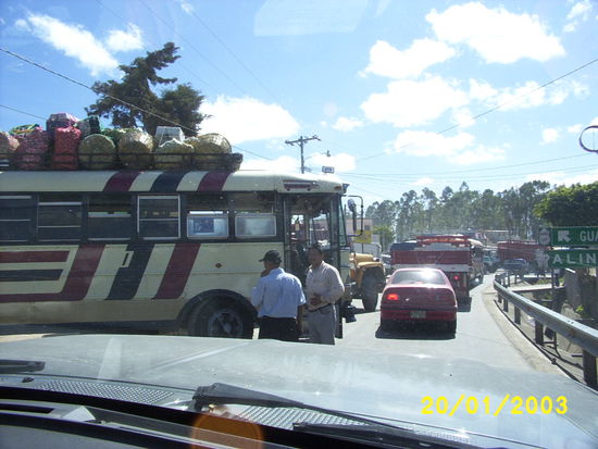 ...traffic jam near Antigua. Don't get lost on the highway...