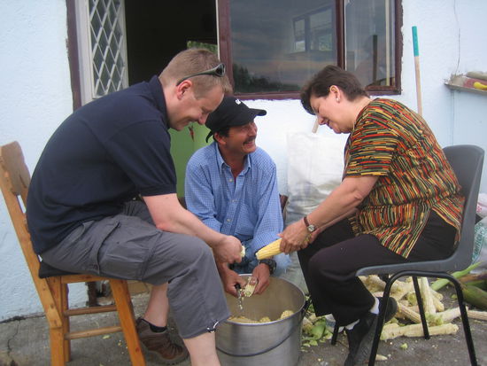 Preparing the Embueltos with Gerardo and aunt Marina.