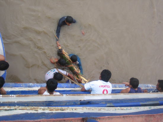 The log (about 10m long) that got stuck in the propeller.