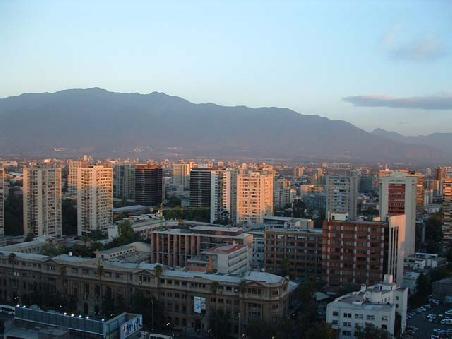 Santiago from the top of the hill in the parc Cerro Santa Lucia at sunset.