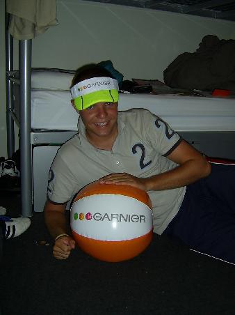 Fooling around with the Tennis Freebies at Base Backpackers!