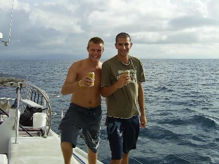 Sol and I onboard the Defender with a nice ice cold beer, ending the day in style!