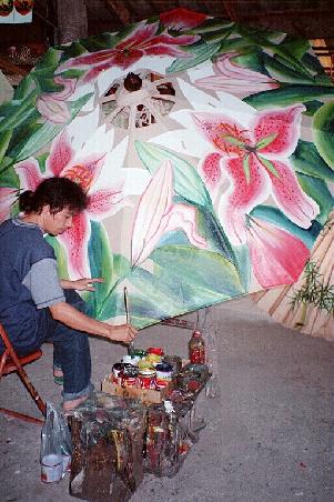 Umbrella artist at Umbrella factory in Chiangmai