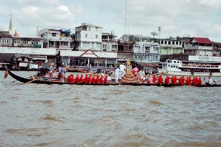 Religious boat procession on the Chao Phraya River
