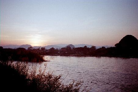 Sunset over Mae Kok River in Chiangrai