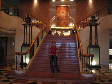 Jess in the foyer of the Indra Regent Hotel
