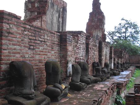 Beheaded Buddha statues