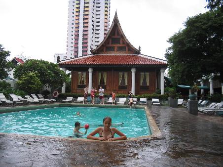 Jess in the pool at the Indra Regent Hotel.
