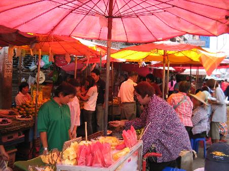 Outside stalls at Wororot Market