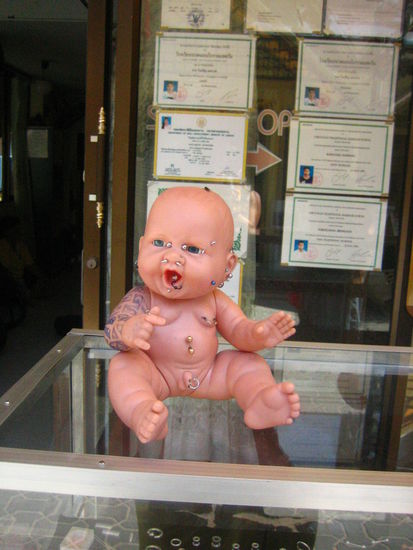 All parts pierceable. Way disturbing!