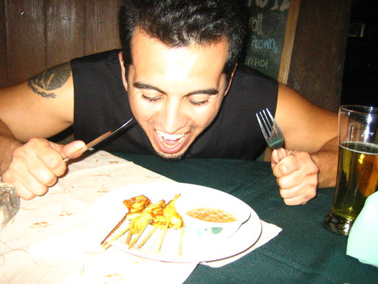 Chicken satay-- H's favorite thing to eat!