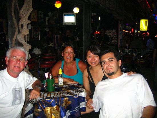 Paul, Helen, Me and H having a few drinks
