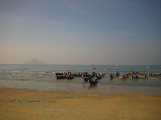 Longtail boats waiting to transport people from Ao Nang