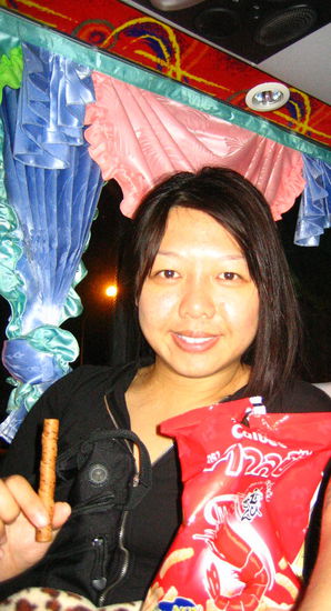 Sans shower, make-up, and a good night's rest, I eat shrimp chips and choco stix, the breakfast of champions!