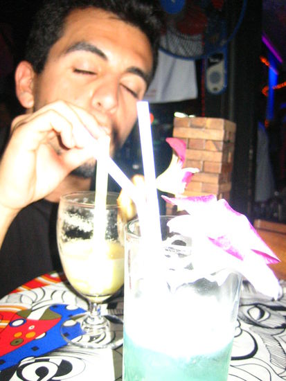 H with his banana daiquiri, and my Thai version of 'sex on the beach'