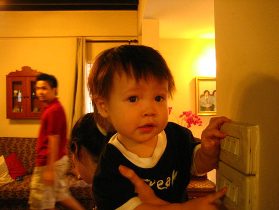 Darwin, playing with the lights...What a cutie!