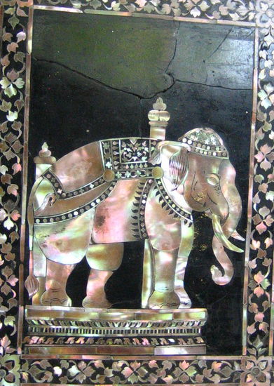 Mother-of-pearl elephant carving