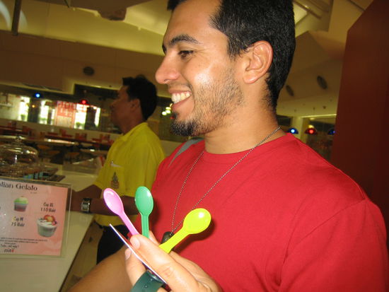 H couldn't decide which flavor of gelato to get