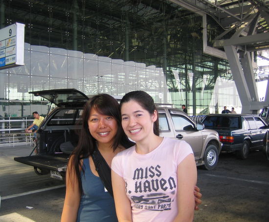 At the airport departures zone 