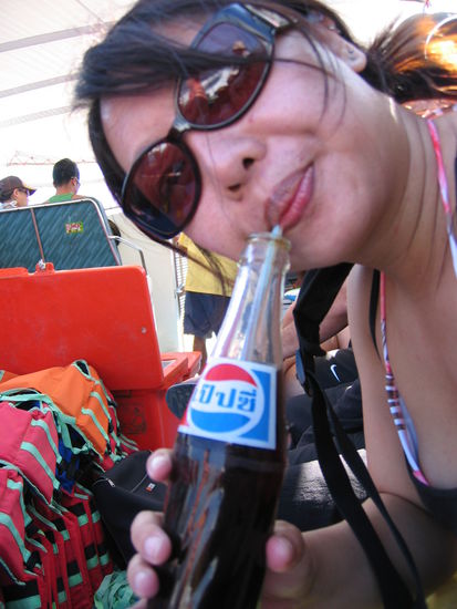 Drinking my Thai Pepsi