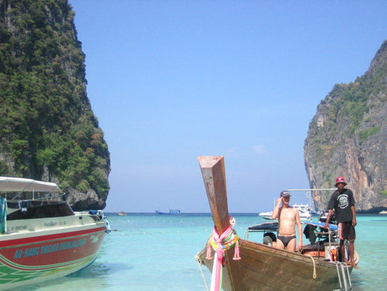 Longtail boats at Maya Bay