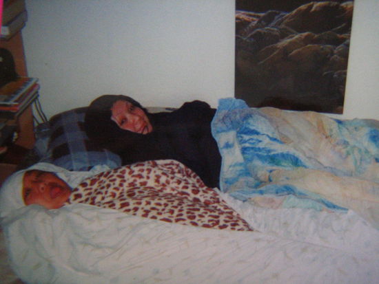 Jene and I freezing our butts off in our sleepsacks