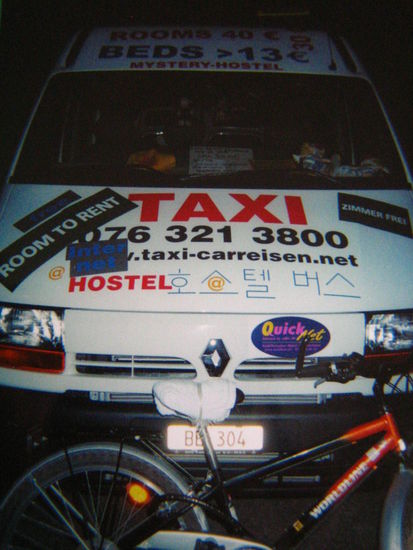 Gunther's van. In front, is the bike with the too-narrow-for-my-butt-I-had-to-pad-it-with-a-towel seat