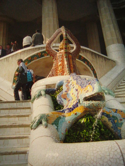 Mosaic dragon fountain