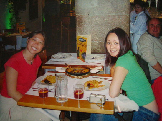 Jene and I w/ our yummy paella...and the annoying guy posing right w/ us