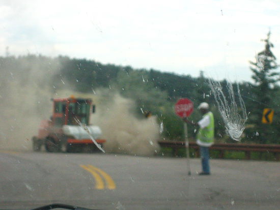 This guy gets sprayed with dust
