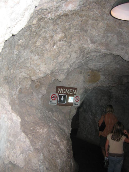 The restroom within the caverns