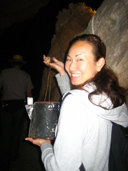 Jen holding the smelly kettle