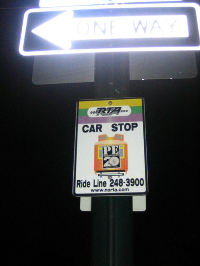 At the street car stop