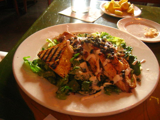 Jen's red fish with homemade corn bread