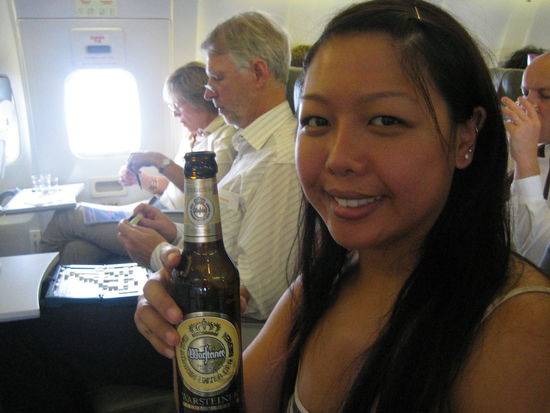 Complimentary beer! European flights are awesome!