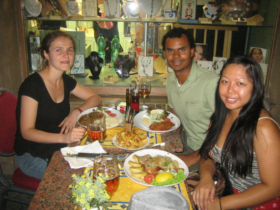A dinner of pork, schnitzel, and goulash!