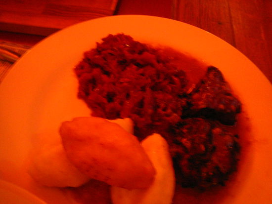 Adam had the traditional pork-cabbage-dumplings