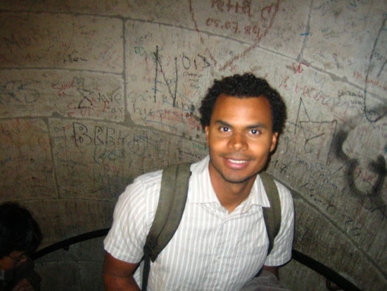 At the start of the stairs...