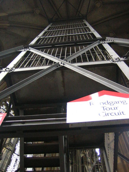 Up the bell tower to the top, by far the scariest climb up