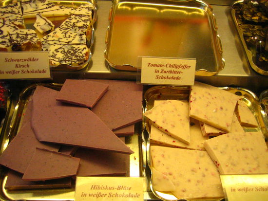 Chocolate w/ tomato bits...