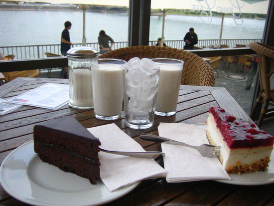 mmmmm cake and "milk" (creamer)