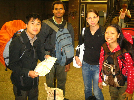 (L-R): Kim, Adam, Kristina, Christina
At 6am, sans shower, sans make-up, sans sleep!