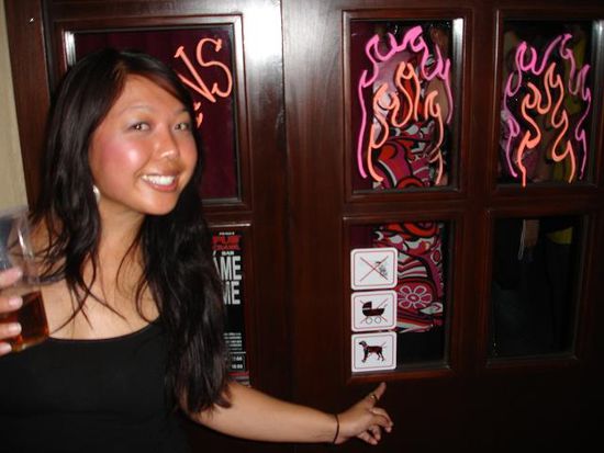 The 3 things that were prohibited from this bar: guns, strollers, and dogs. Which one of these does not look like the others?