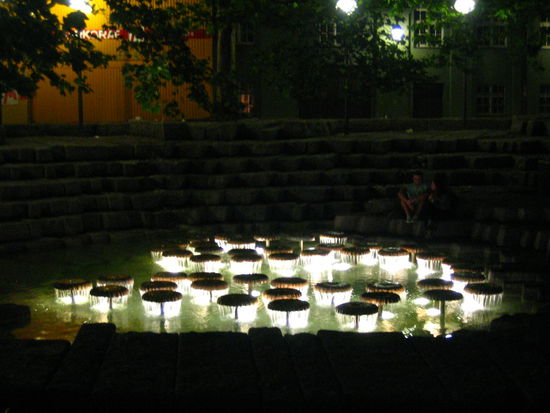 A bottle-cap fountain