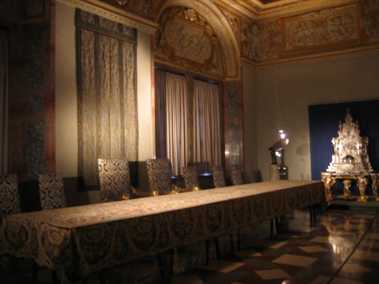 A lavish dining hall