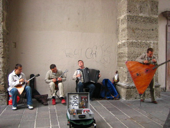 Very talented musicians... including the one w/ the oversized guitar-banjo